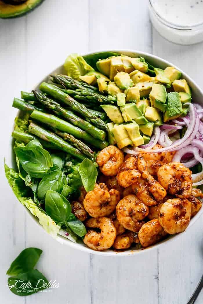 Low-Fat Blackened Shrimp Asparagus Salad for Easy Meals